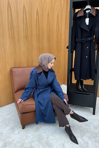 Lacivert Toprak Trençkot