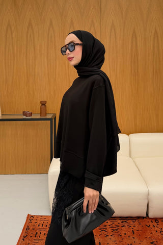 Dantel Detaylı Oversize Takım Siyah