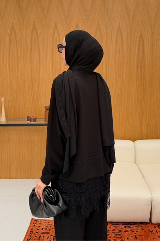 Dantel Detaylı Oversize Takım Siyah