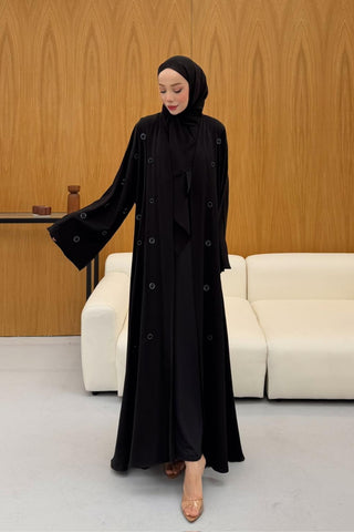 Taş İşlemeli Abaya Siyah