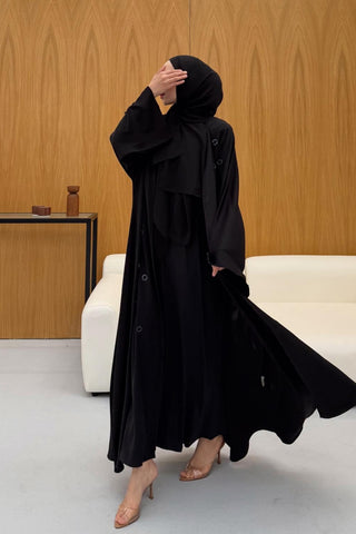 Taş İşlemeli Abaya Siyah