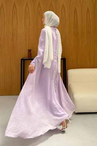 Taş Detaylı içlik Elbise Panço Abaya Lila